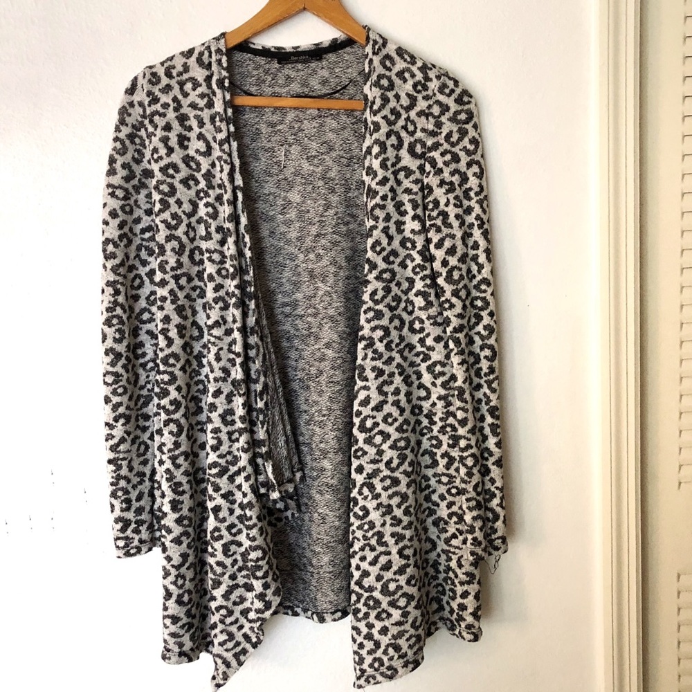 Leopard Print Draped Cardigan